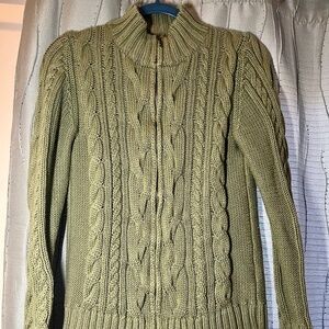 LL Bean women’s green sweater zip up